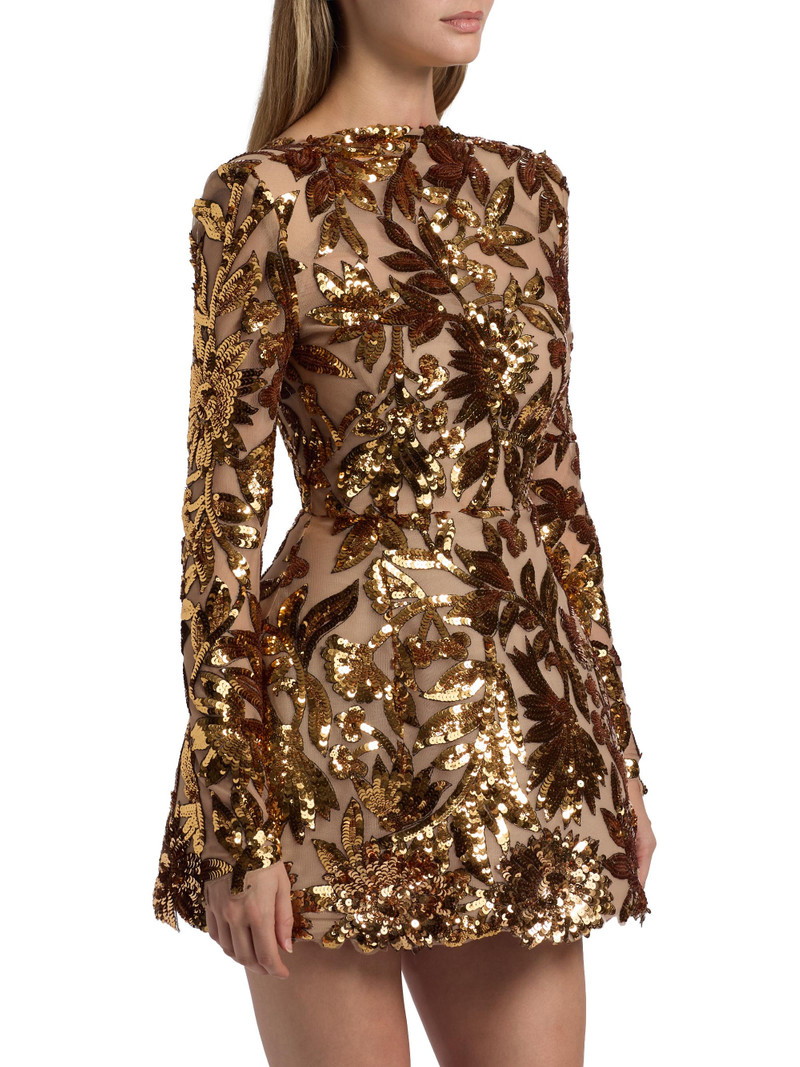 Women's Aurelia Floral-Sequined Minidress - Gold 4