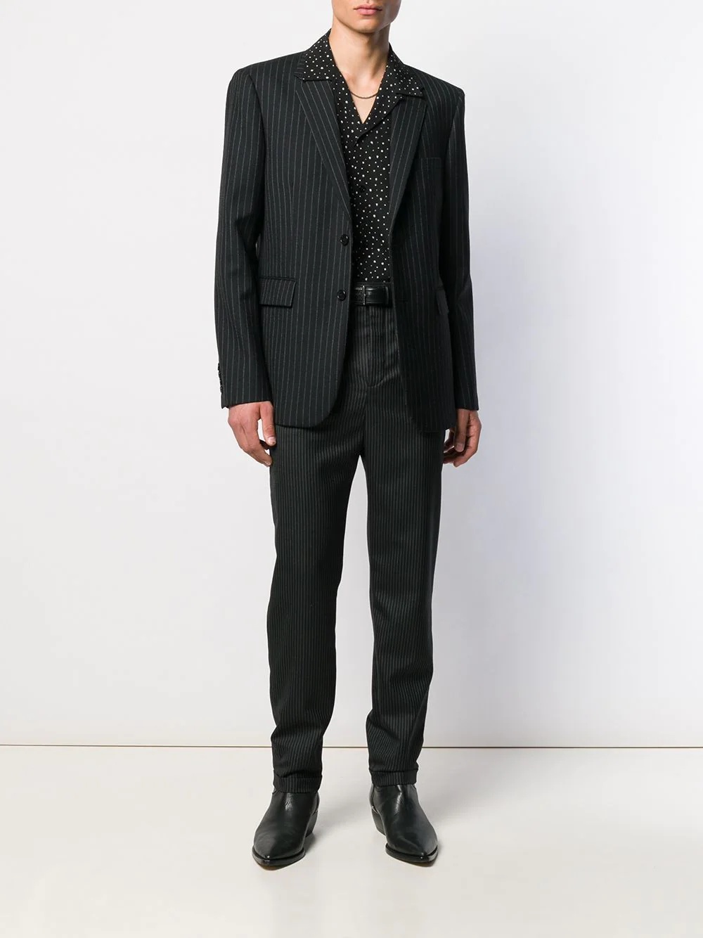 pinstriped buttoned blazer - 2
