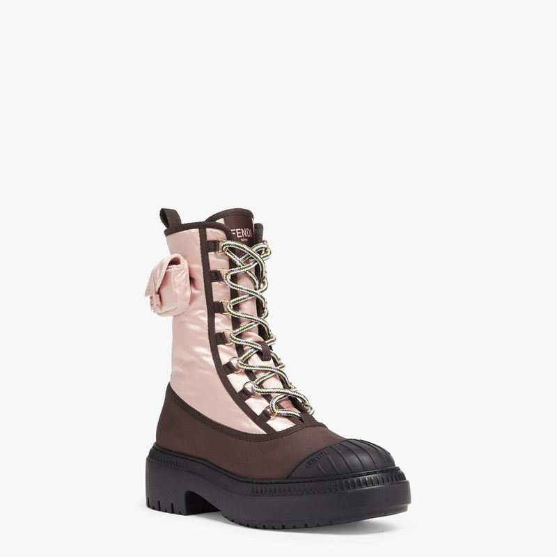 Pink nylon biker boots 2