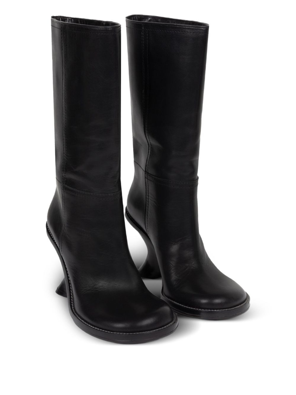 90mm leather wedge boots - 2