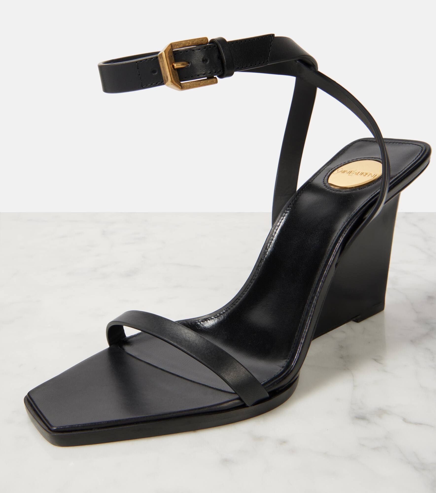 90 leather wedge sandals - 5