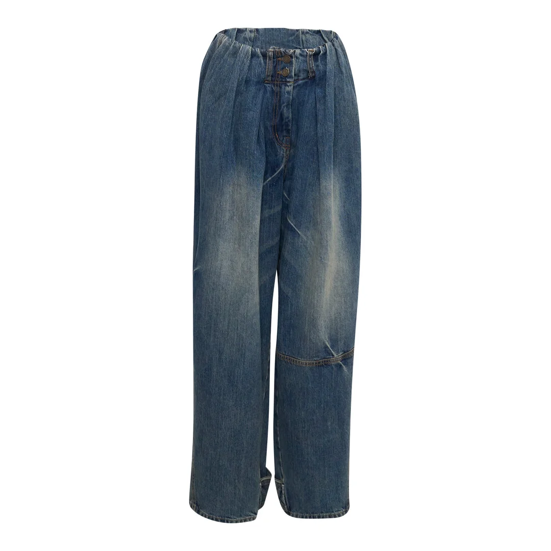 Full Gather Wide Leg Jeans - 1