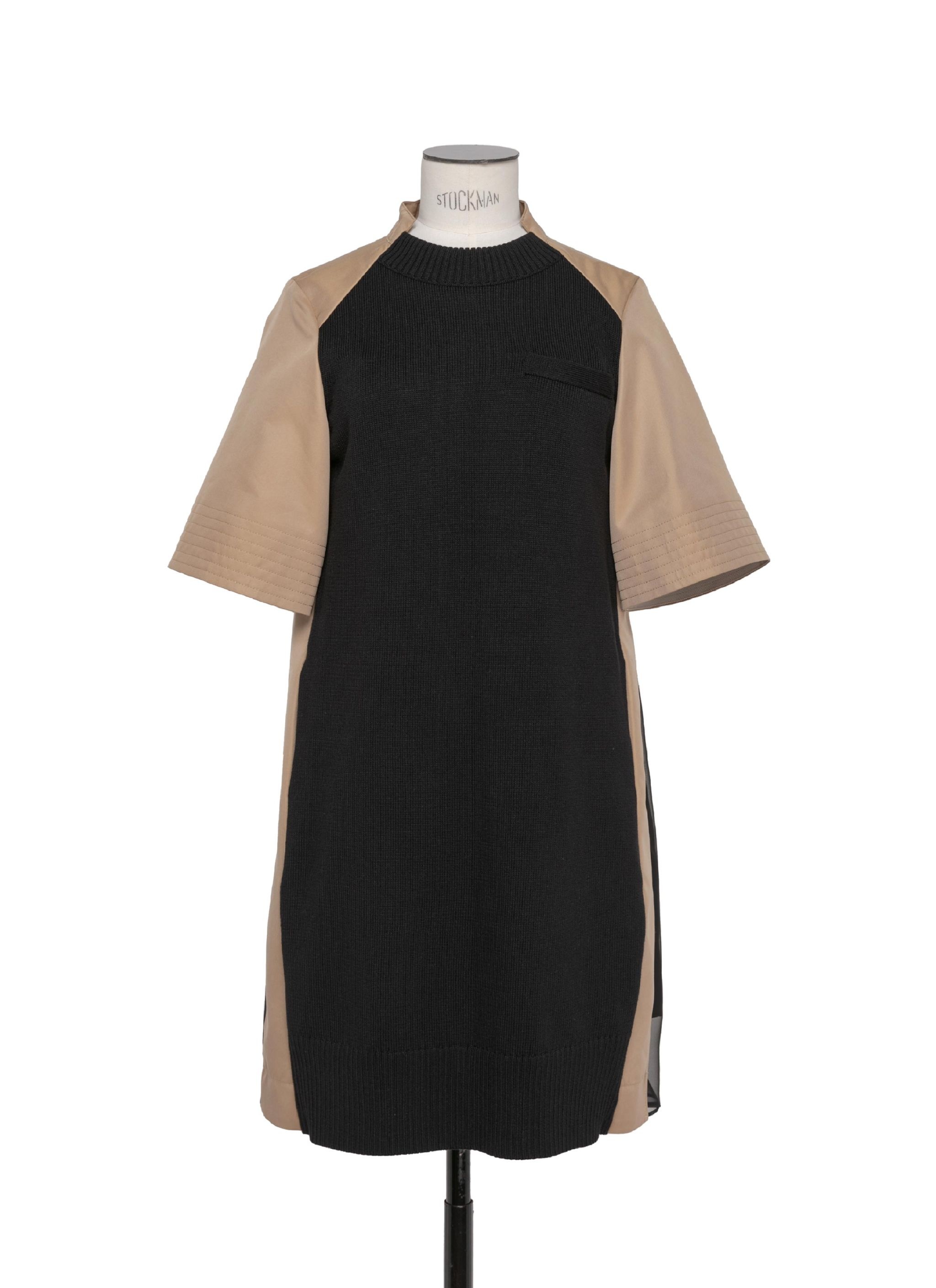 Cotton Gabardine x Knit Dress - 1