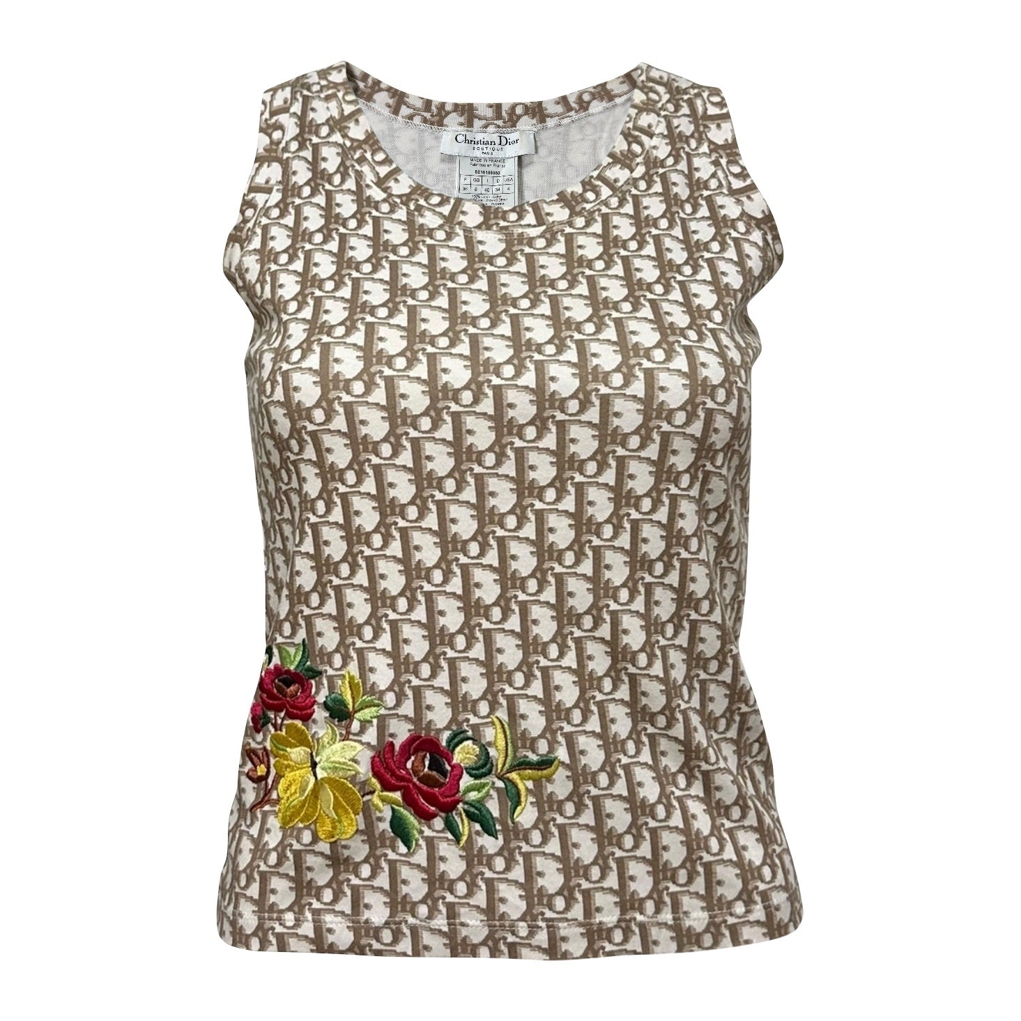 CHRISTIAN DIOR Spring Summer 2005 Diorissimo Floral Embroidered Trotter Tank Top - 1