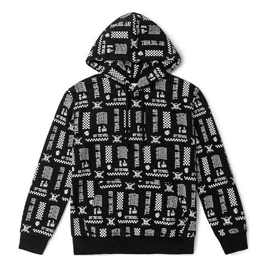 (WMNS) Vans Printed Long Sleeve Hoodie 'Black White' VN0A4UTVZFP - 1