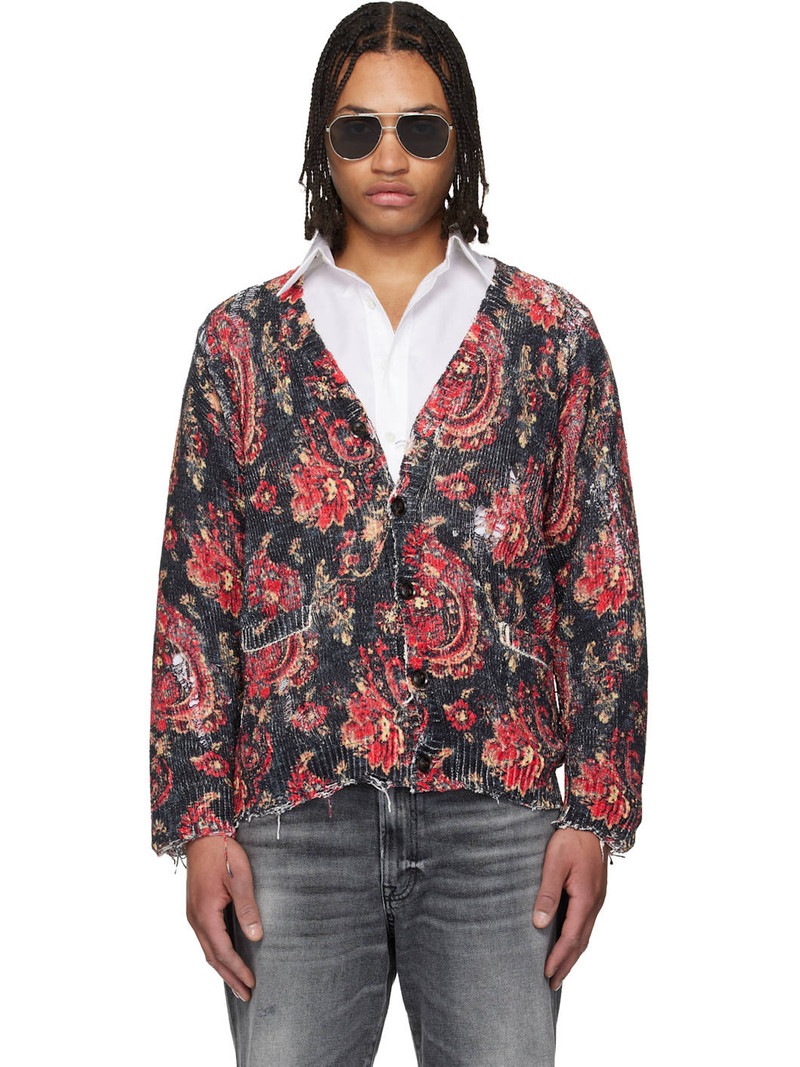 Black & Red Printed Boyfriend Cardigan 1