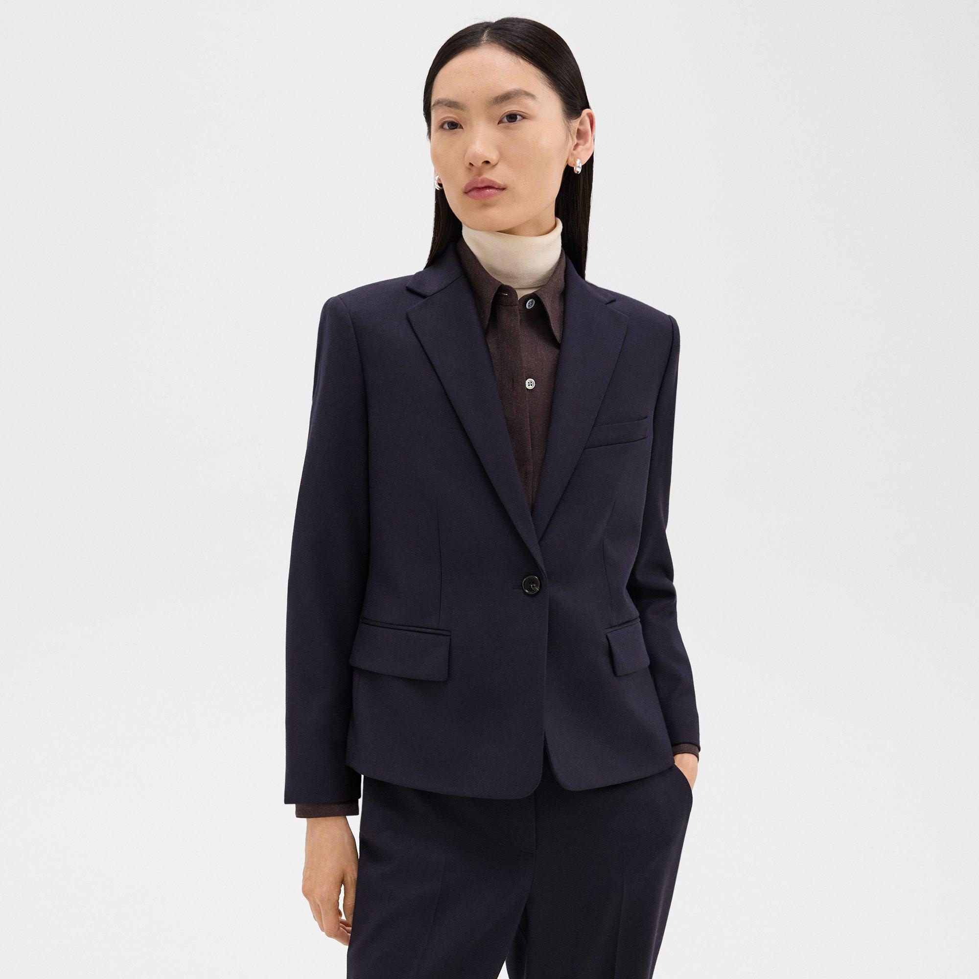 Single-Button Blazer in Sleek Flannel - 2