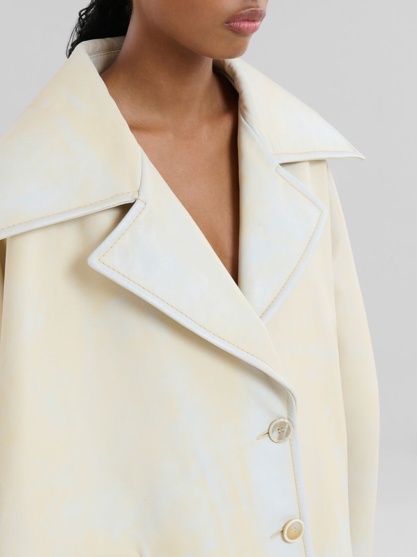 LIGHT YELLOW LEATHER CAPE - 4