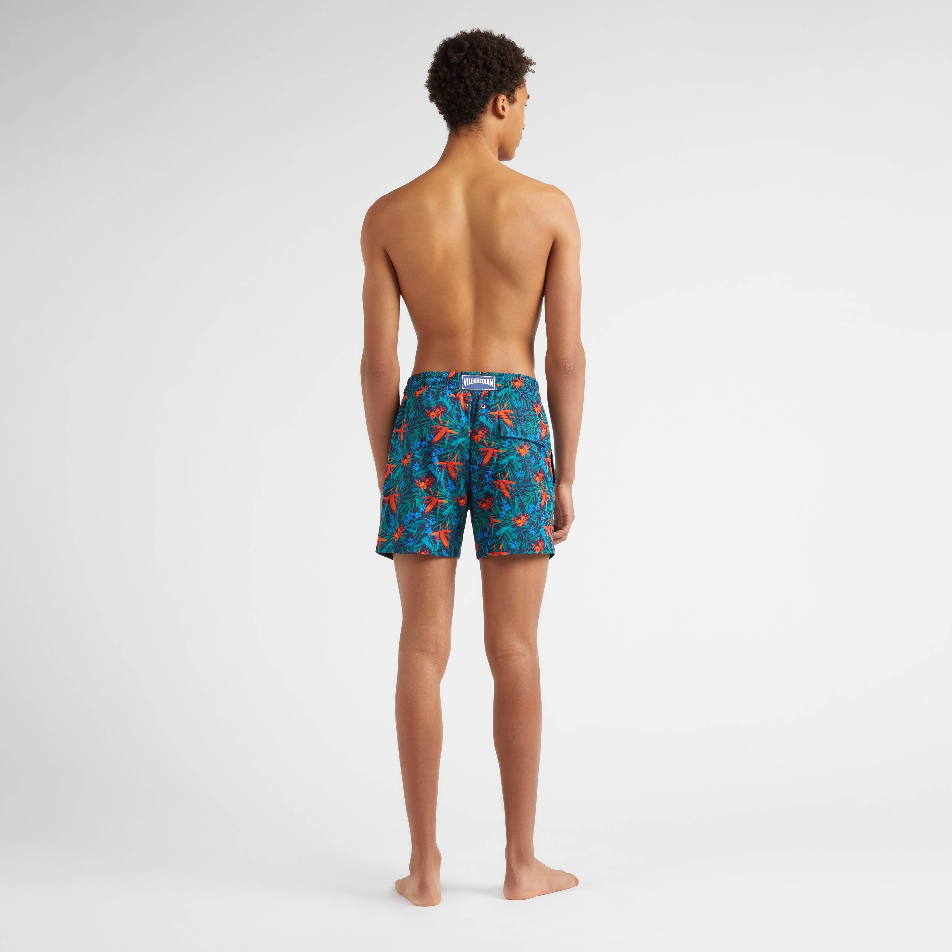 Men Stretch Short Swim Trunks Tropical Flowers - 4