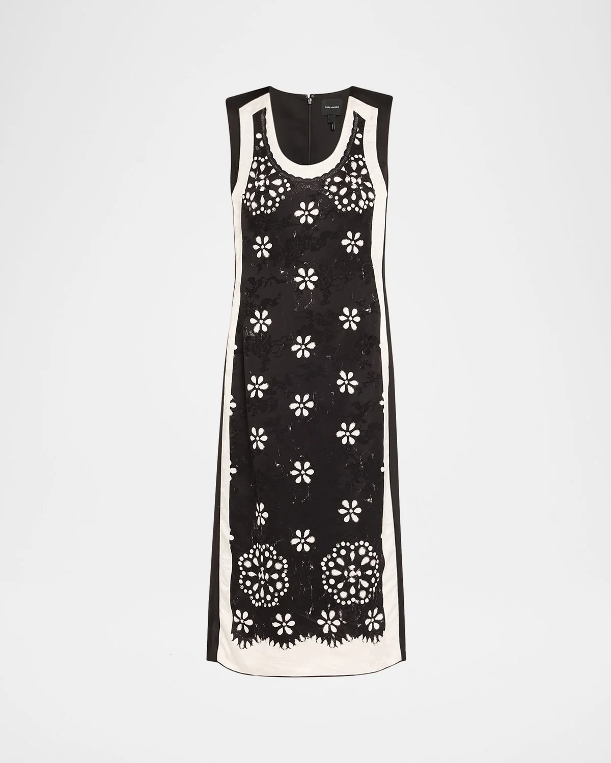 Trompe Loeil Eyelet Sleeveless Midi Dress - 1