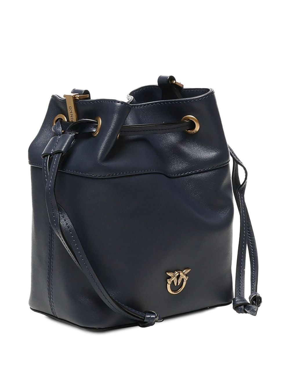 mini drawstring leather bucket bag - 3
