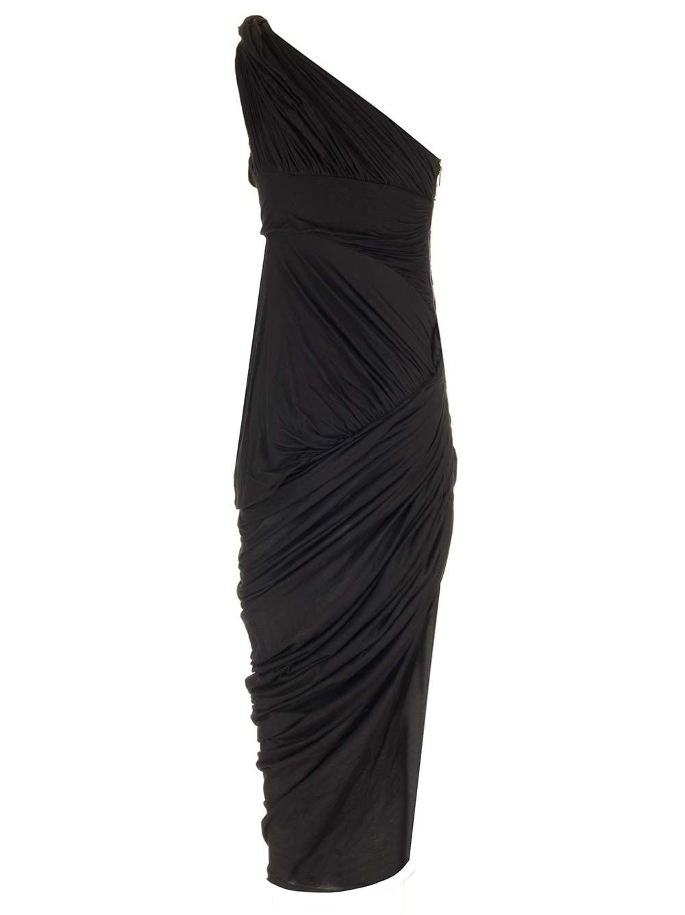 Draped Jersey Midi Dress Dresses Black - 3