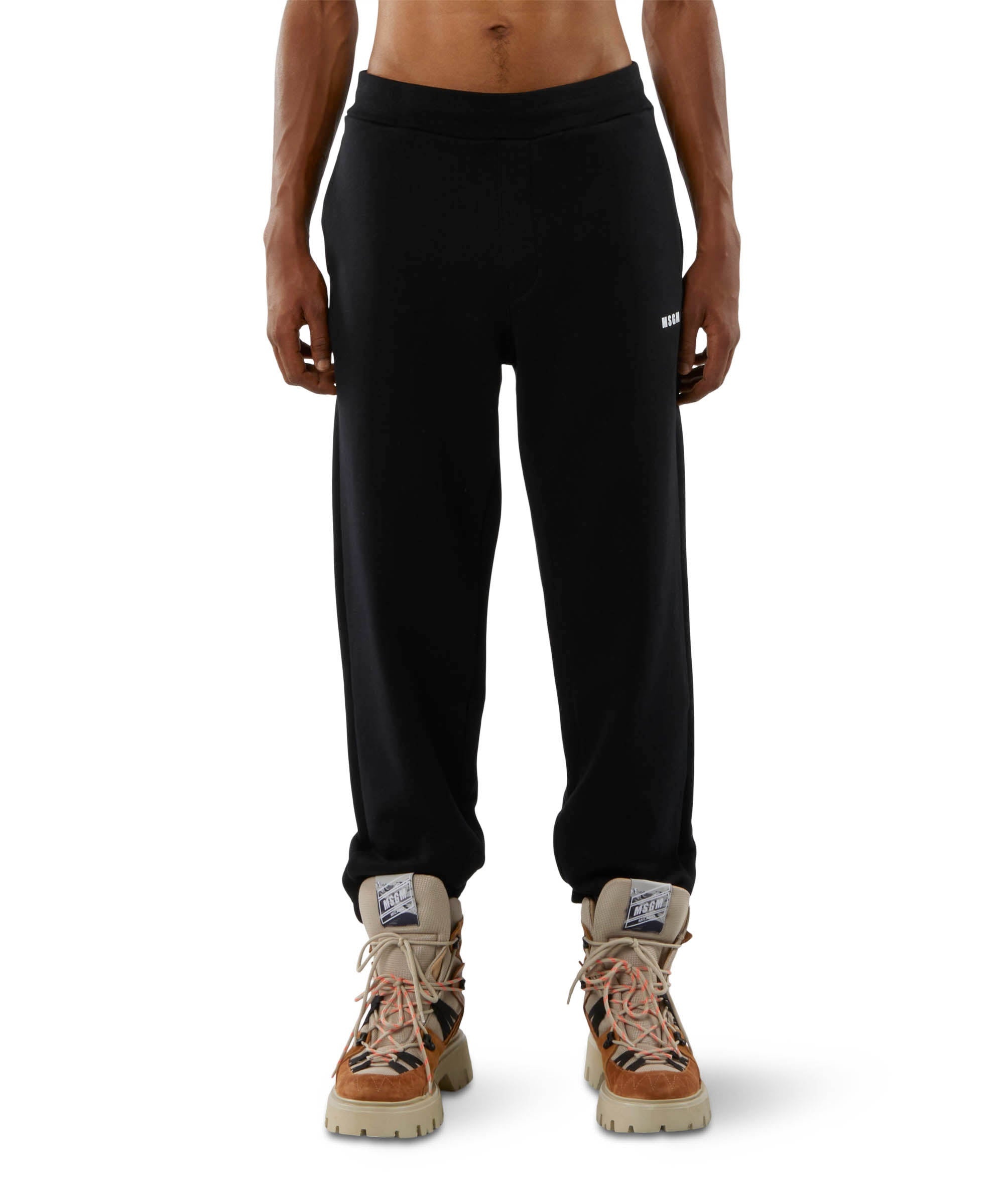 Solid colour cotton track pants - 2