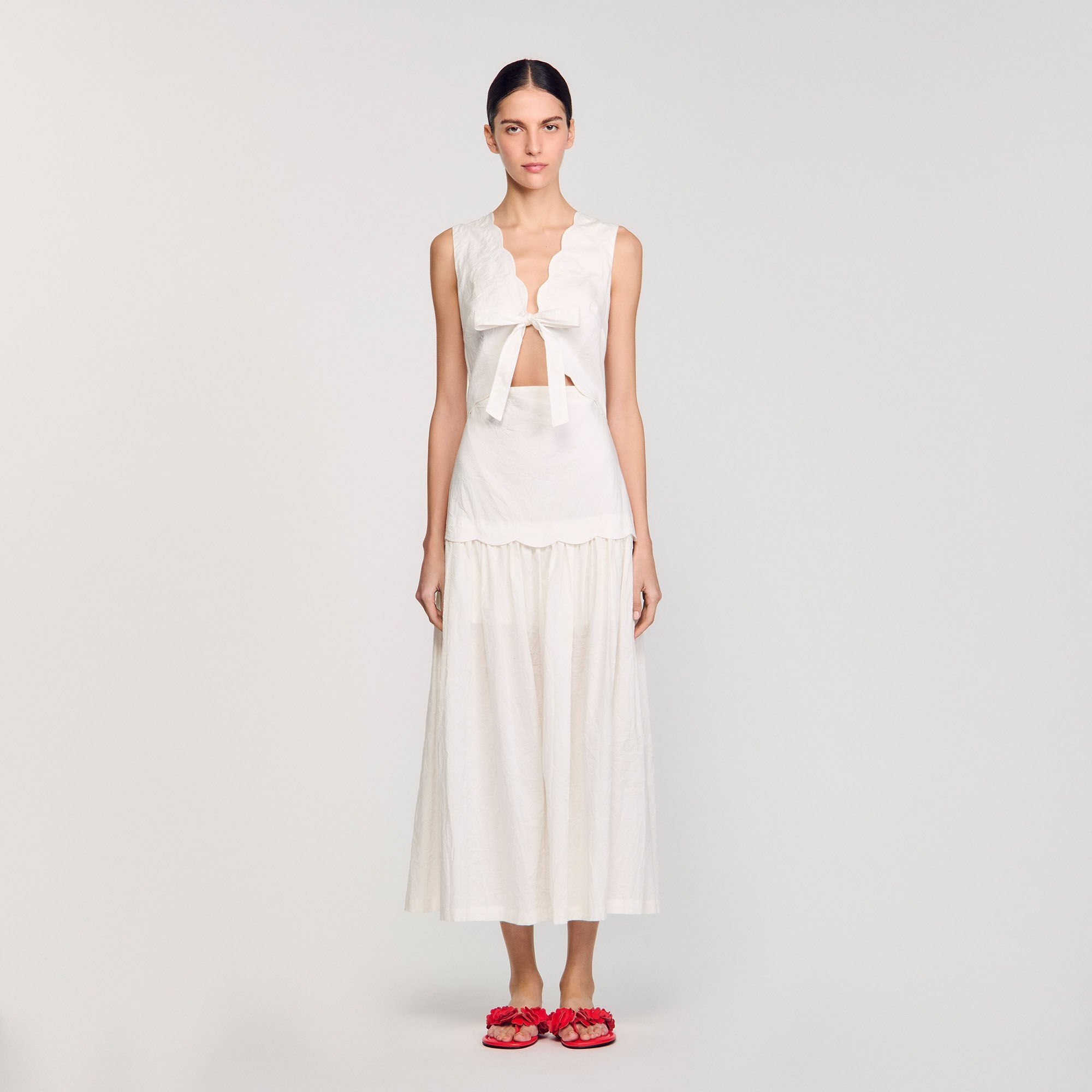 CRINKLED MAXI DRESS WITH BOW - 2