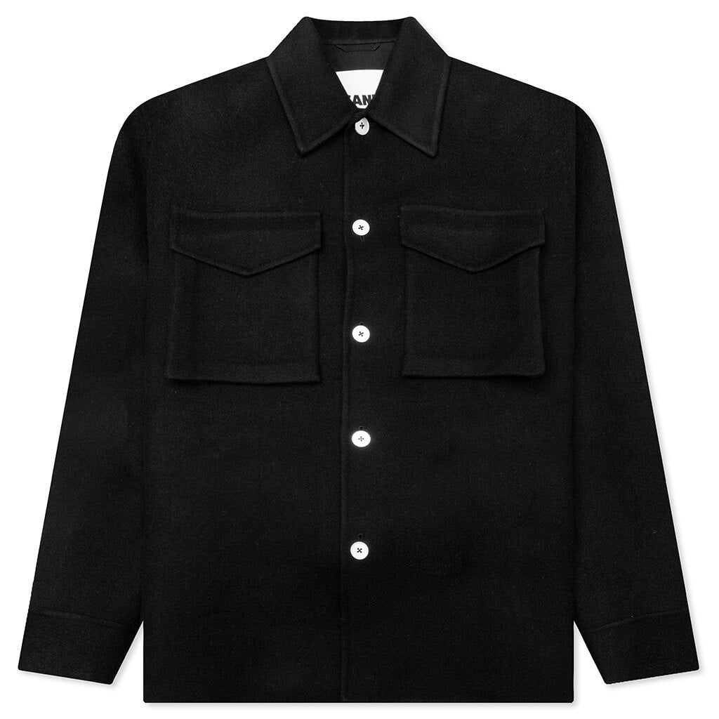 CASHMERE OUTER SHIRT - BLACK - 1