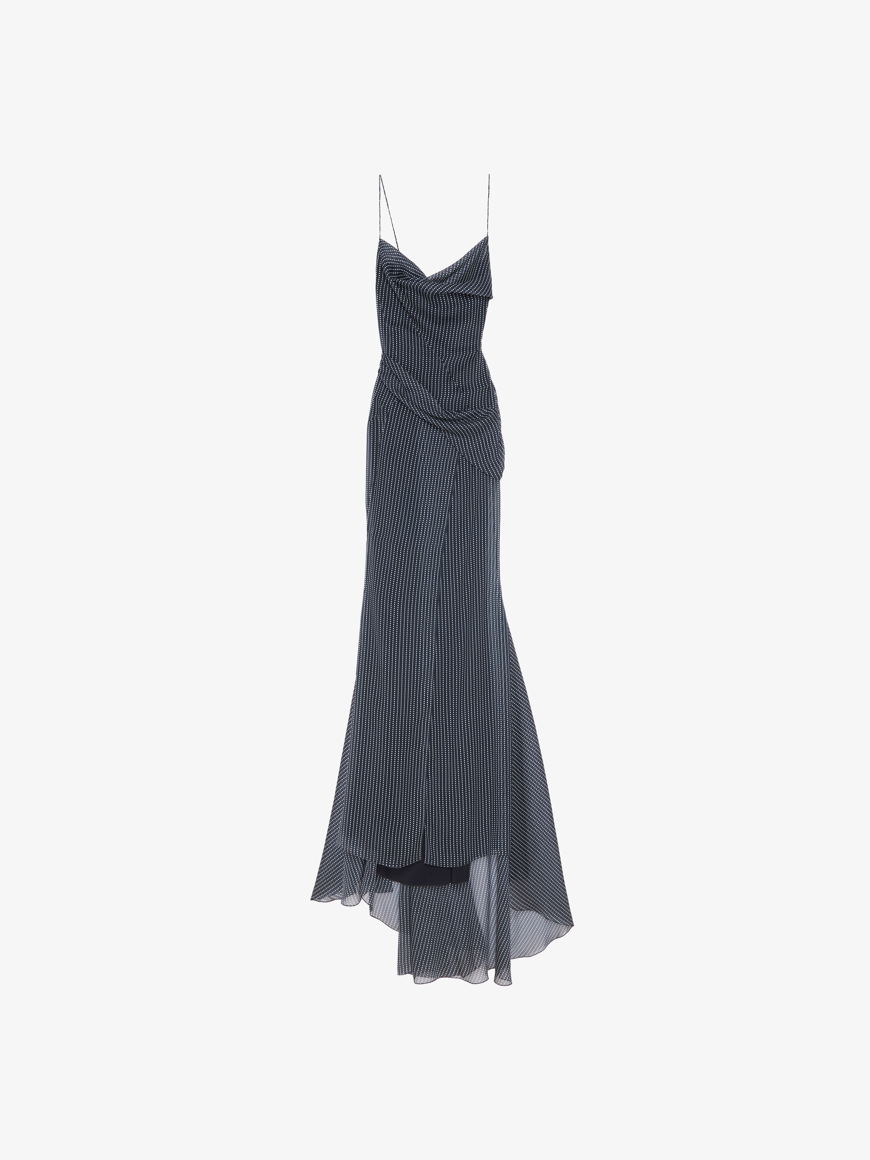 DRAPED POLKA DOTS DRESS IN SILK CHIFFON - 1