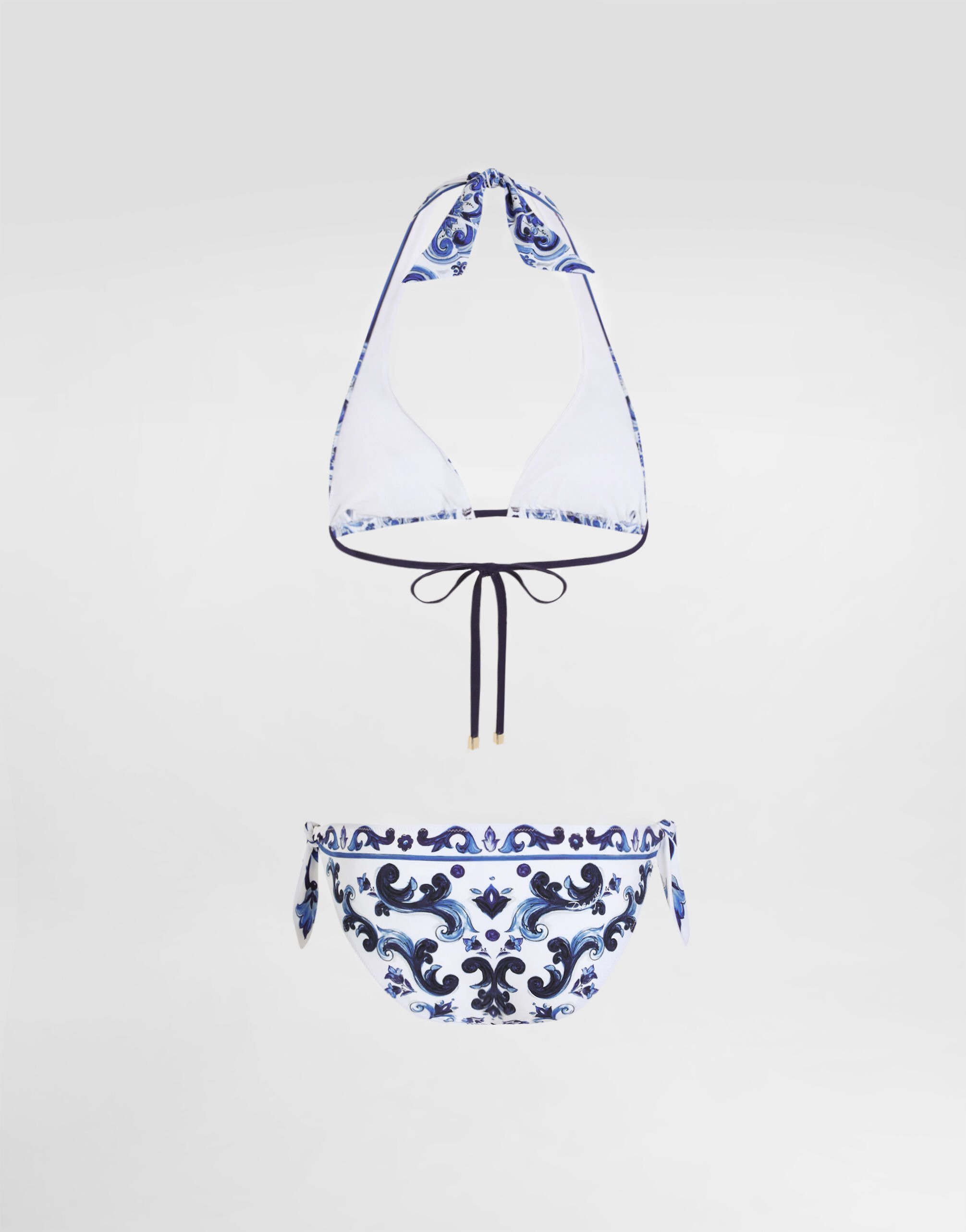 Majolica-print triangle bikini - 3