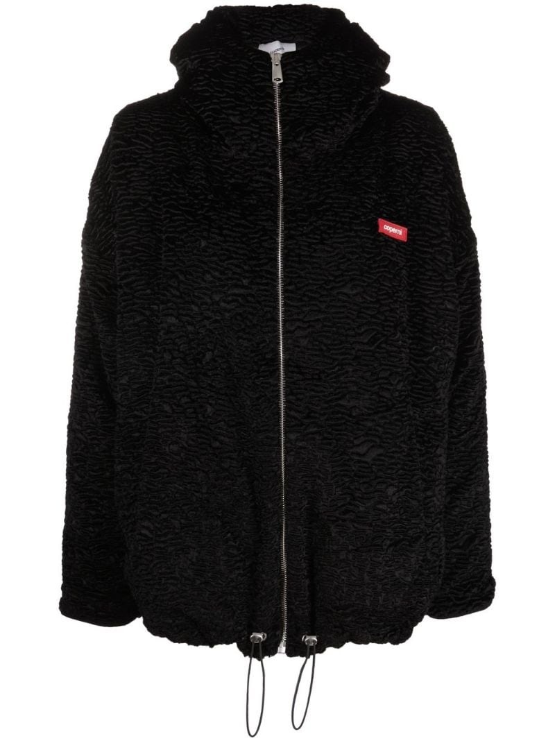 textured zipped hooded jacket - 1