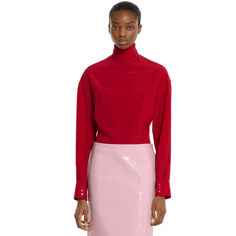 Crêpe de chine shirt with neck bow 3