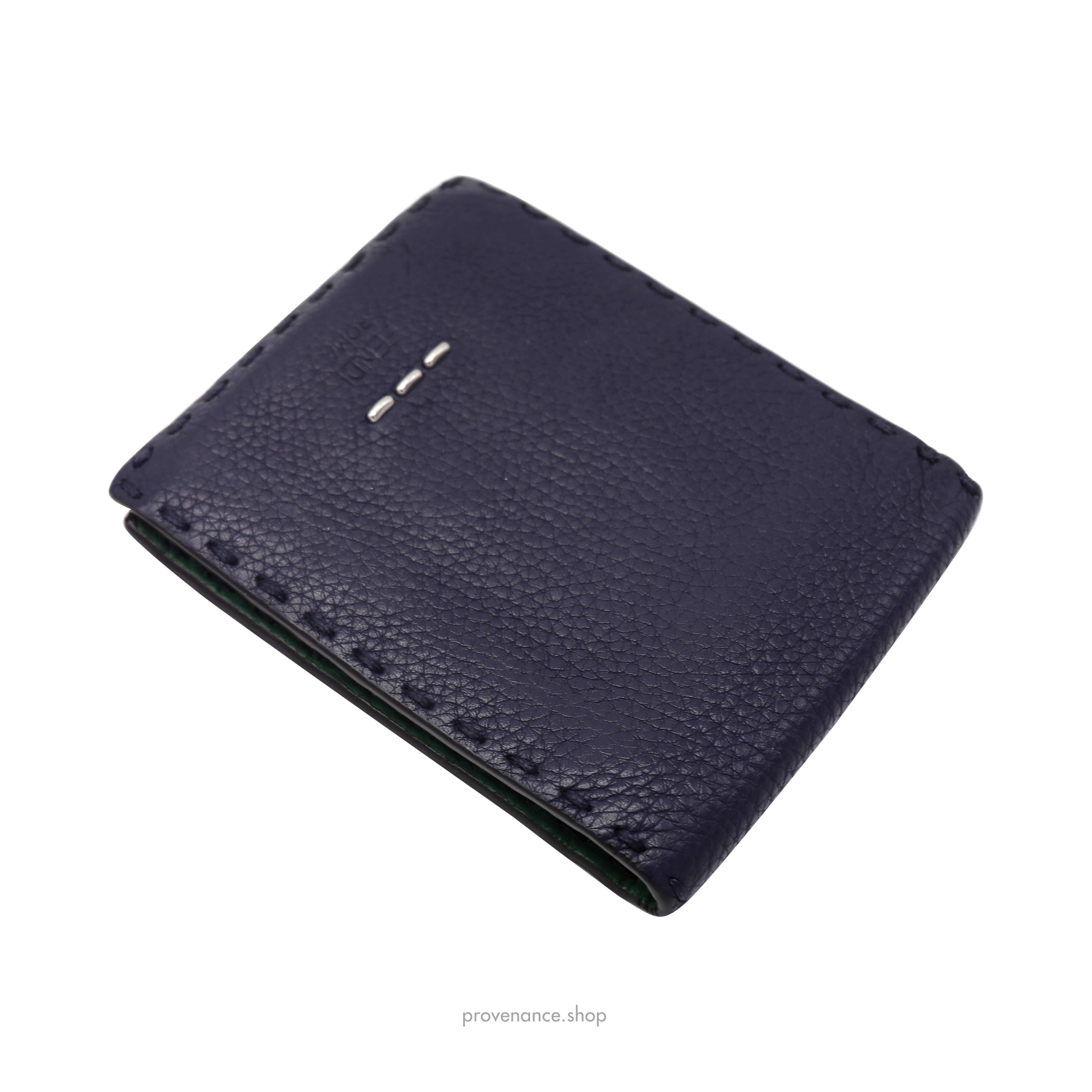 Fendi Selleria Horizontal Wallet - Navy Roman Leather - 4