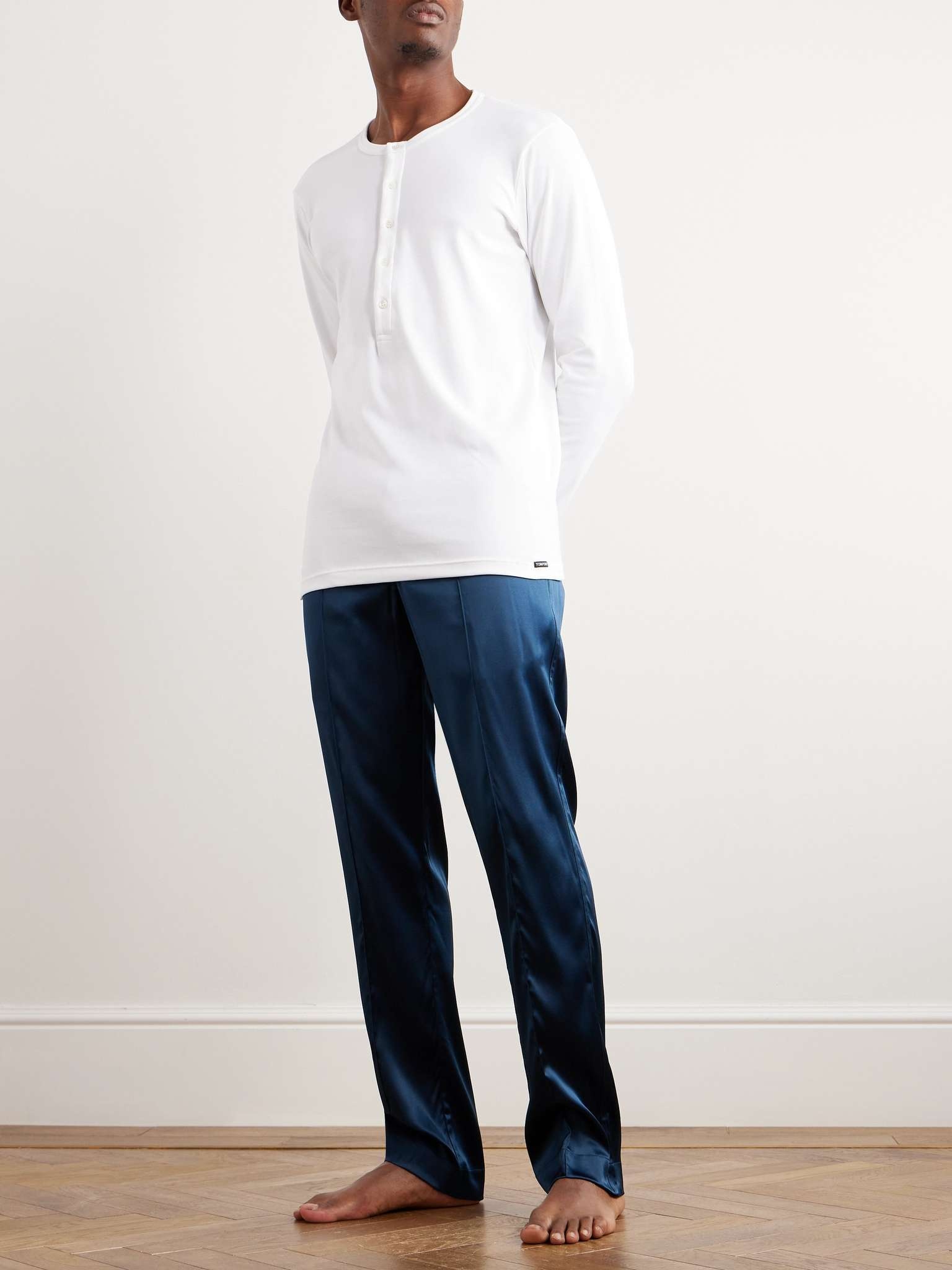 Stretch-Cotton Jersey Henley Pyjama T-Shirt - 2