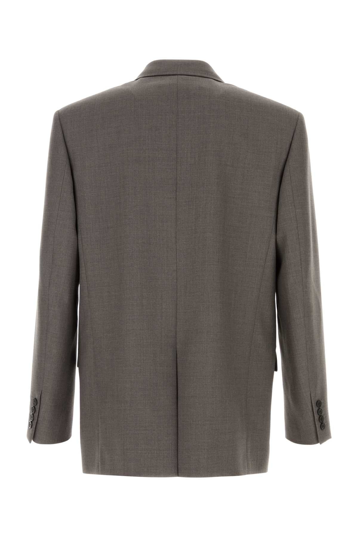 Saint Laurent Men Grey Wool Blazer - 2