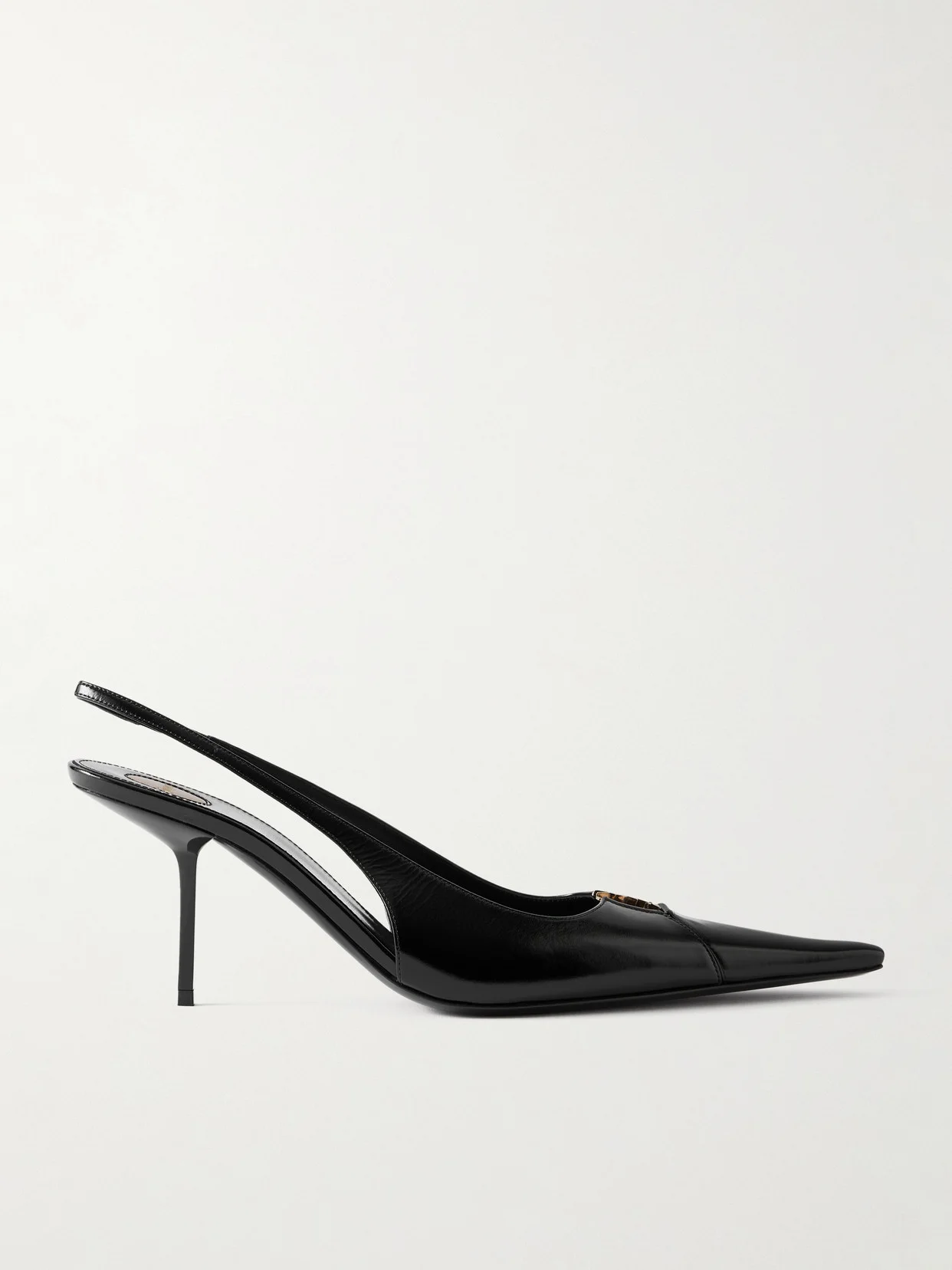 Babylone Embellished Glossed-leather Slingback Pumps - 1