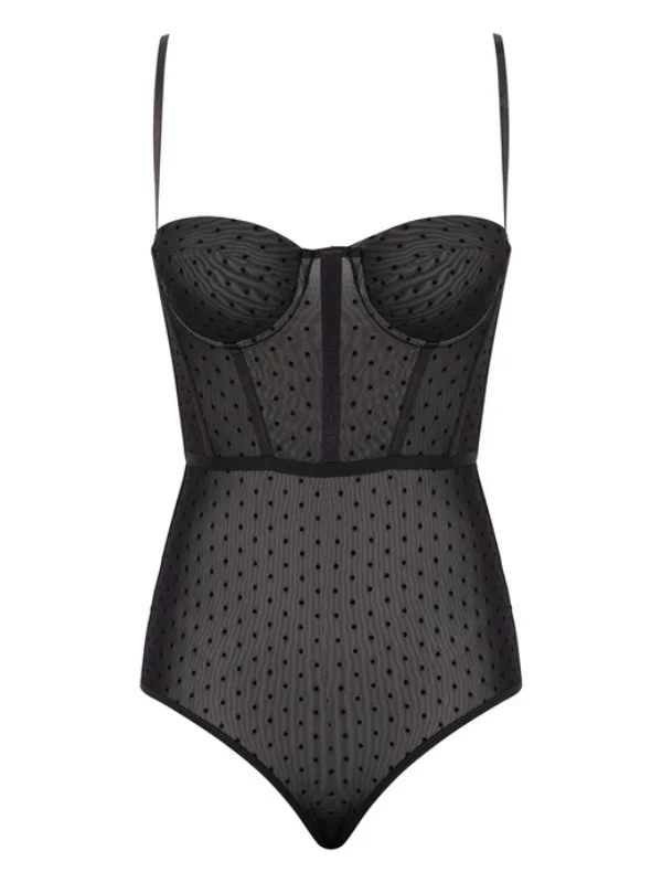 Dot Bodysuit in Black - 1