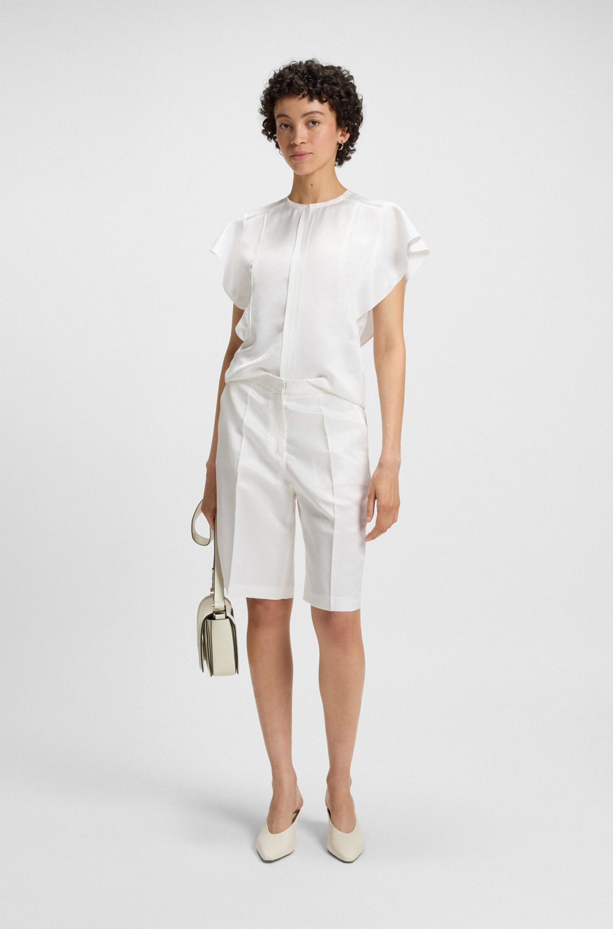 FRILL-SLEEVE BLOUSE WITH CROCHET-STYLE TRIMS - 3