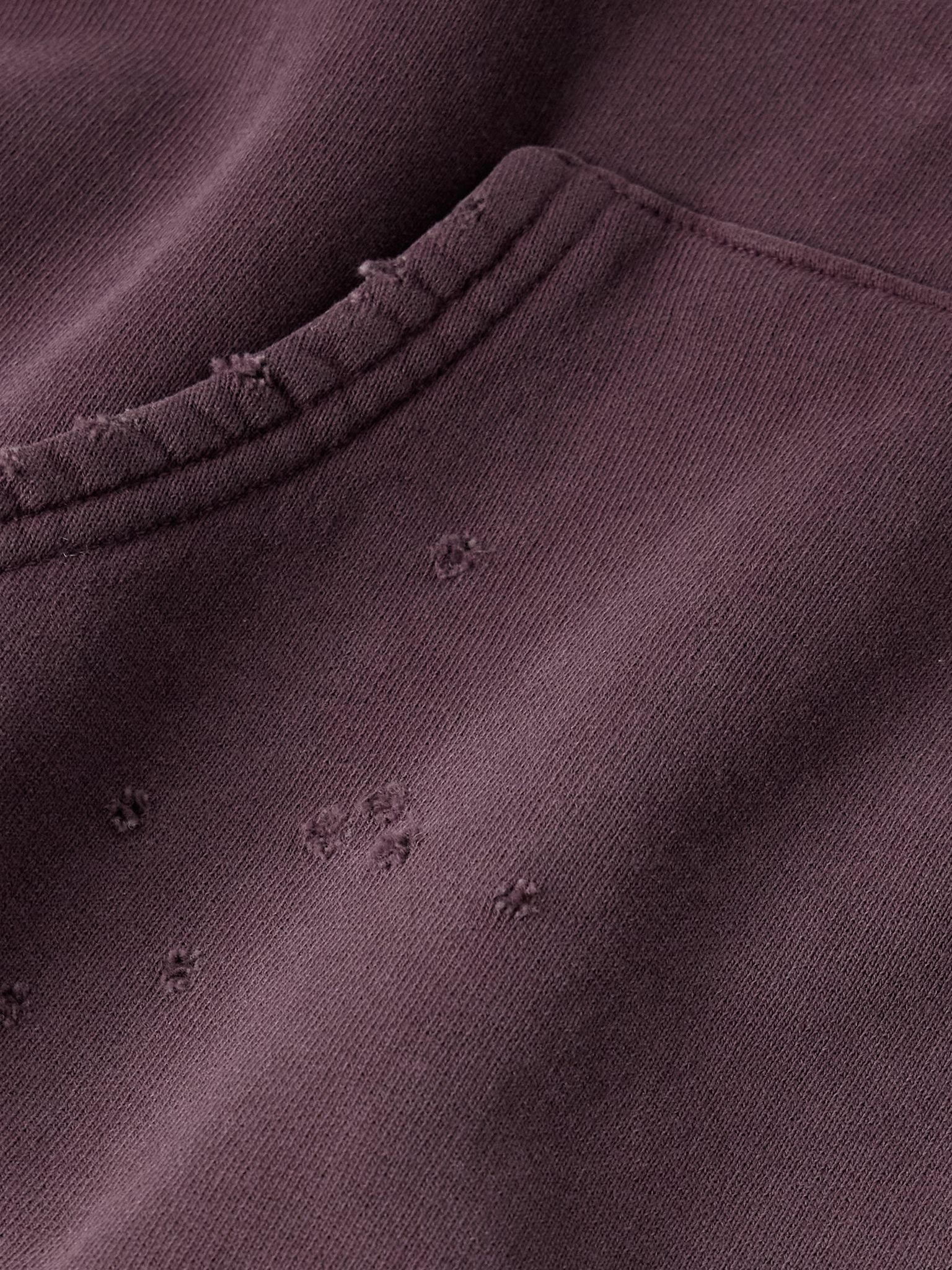 Distressed Logo-Print Cotton-Jersey Hoodie Purple - 4