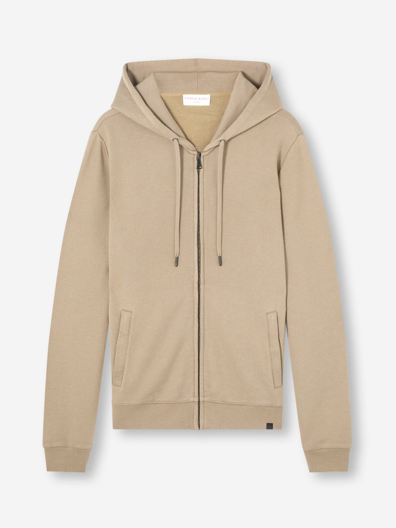 Derek Rose Men's Hoodie Quinn Cotton Modal Taupe outlook