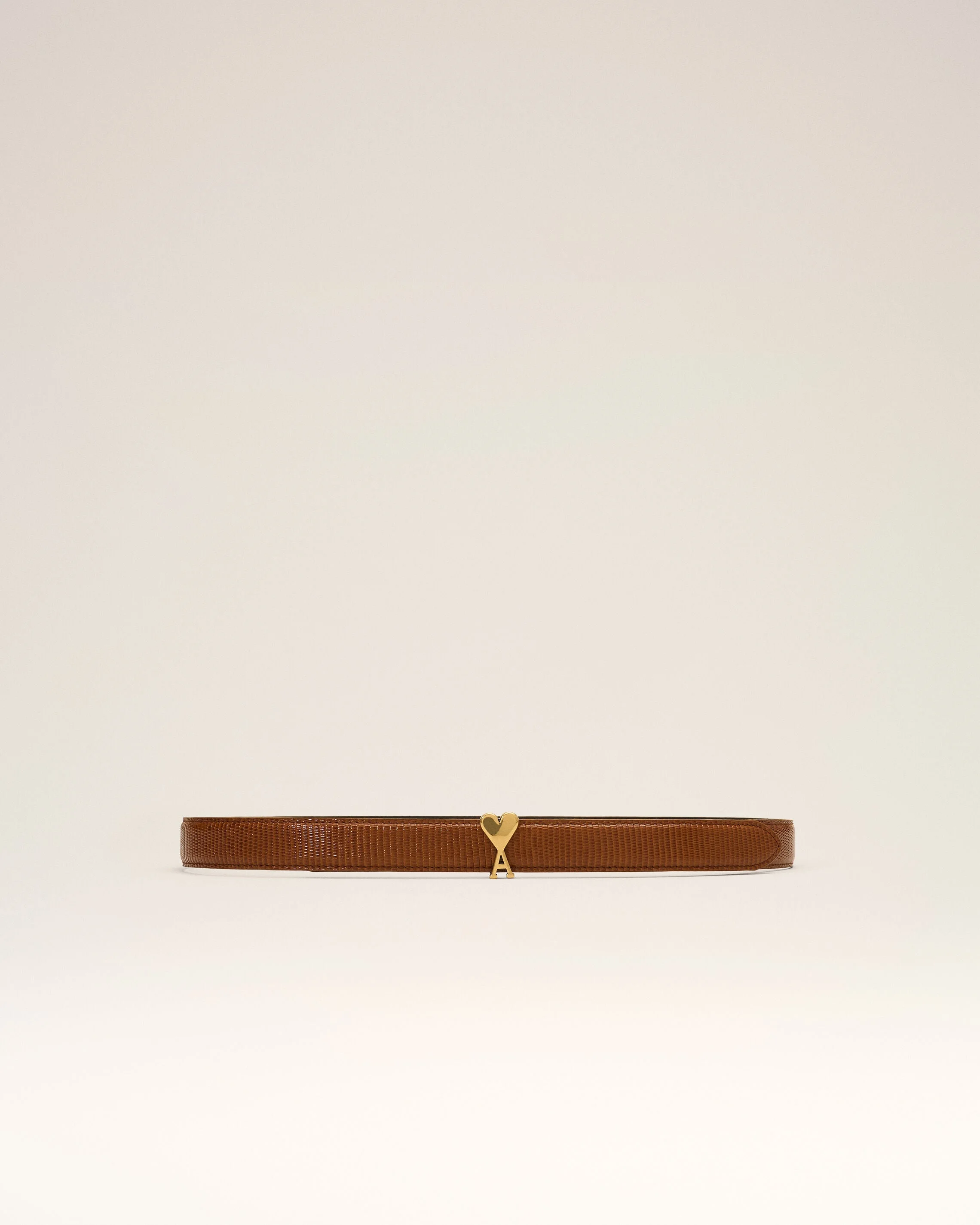 BROWN LIZARD COWHIDE LEATHER BELT 25MM WITH AMI DE COEUR BUCKLE - 1