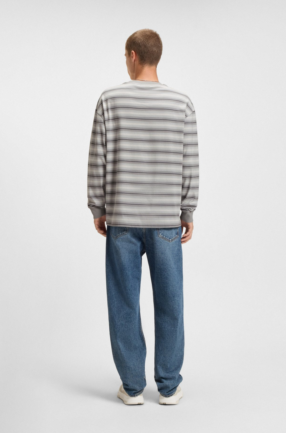 LOOSE-FIT COTTON T-SHIRT WITH HORIZONTAL STRIPES - 5