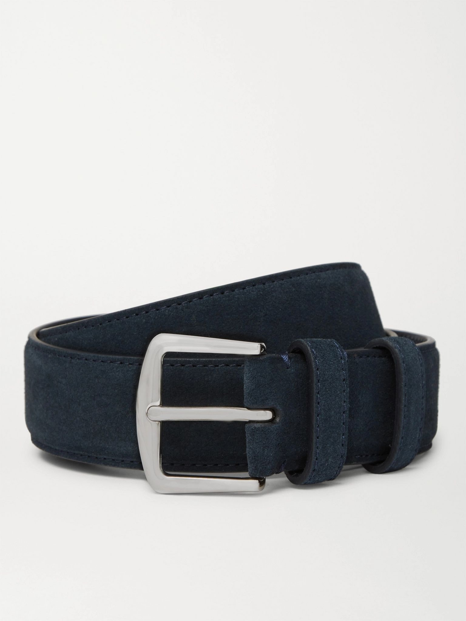 3.5cm Midnight-Blue Suede Belt Blue - 1