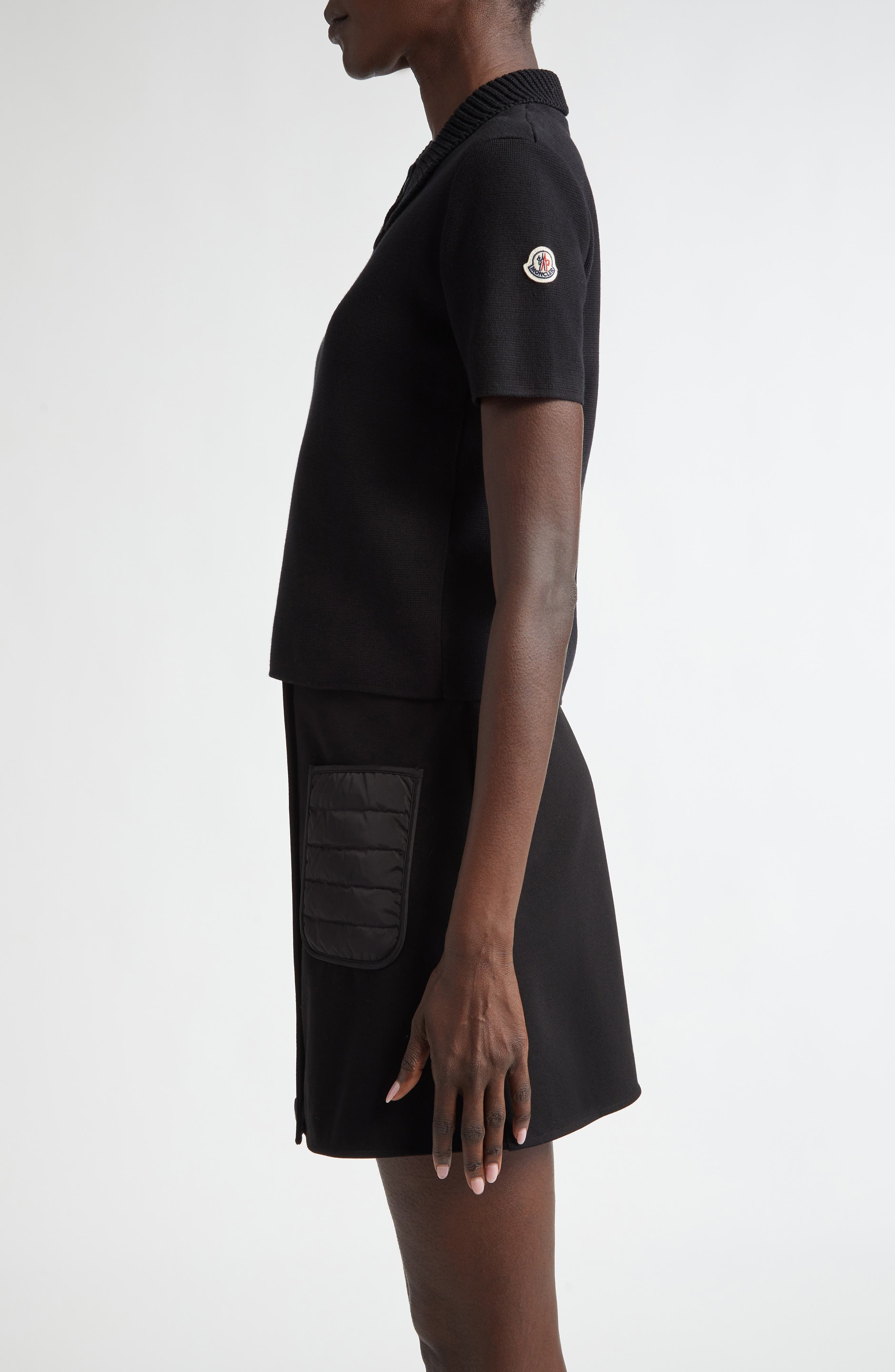 Moncler Merino Wool Polo in Black at Nordstrom - 3