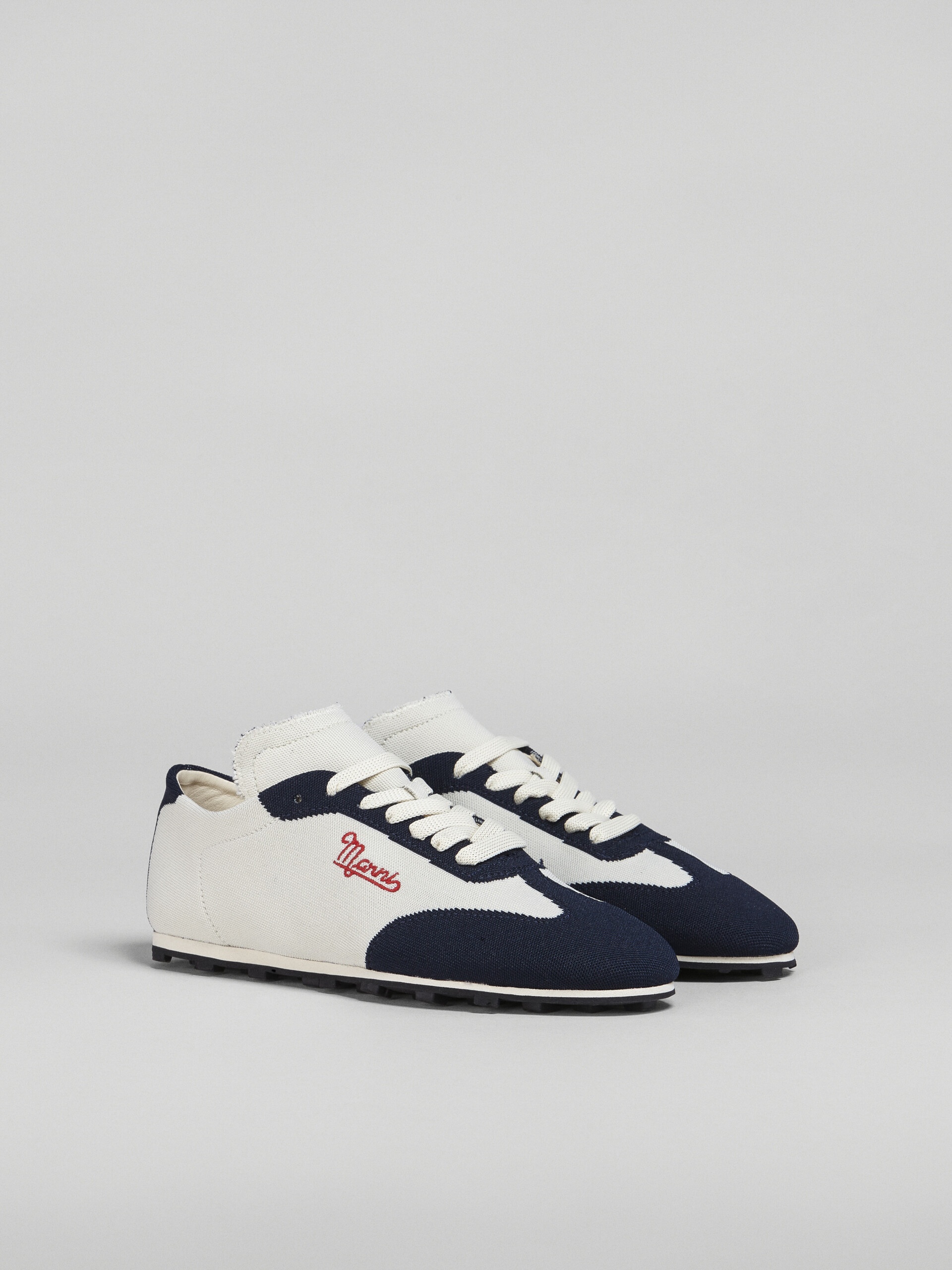 BEIGE AND BLUE STRETCH JACQUARD PEBBLE SNEAKER - 2