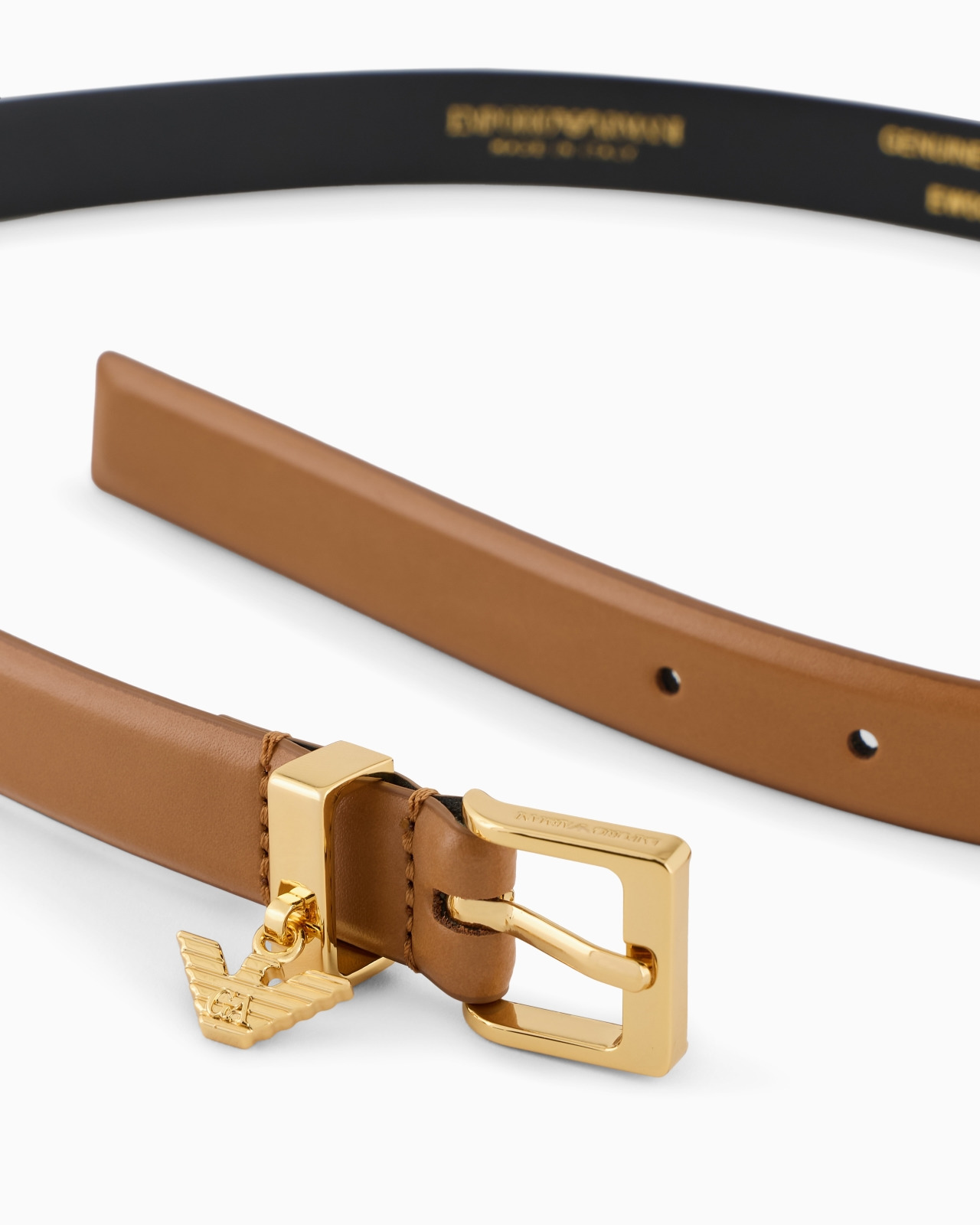 SMOOTH LEATHER BELT WITH EAGLE LOGO CHARM - 2