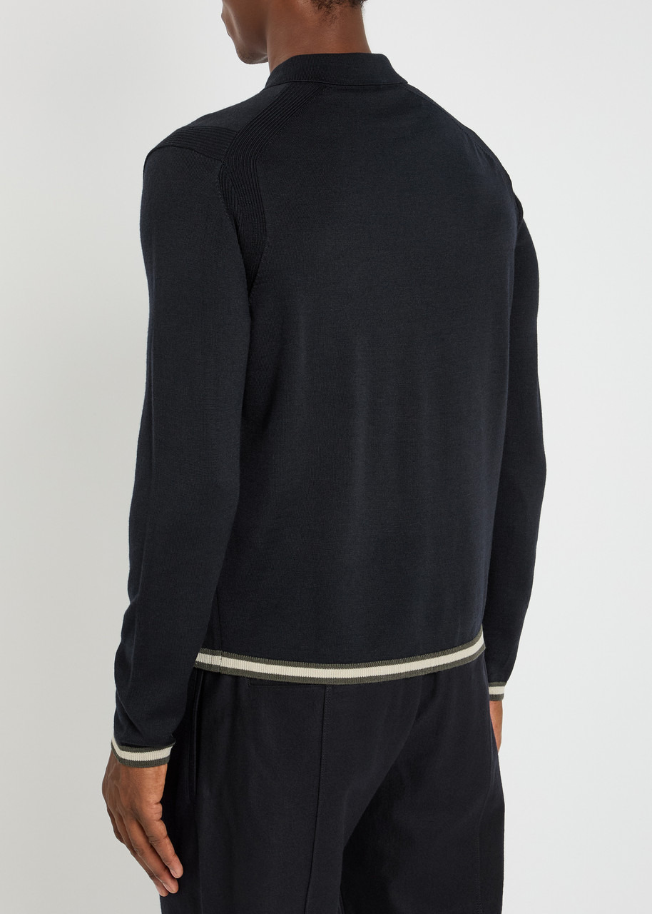 Emporio Armani Half-zip Wool-blend Polo Shirt - 3