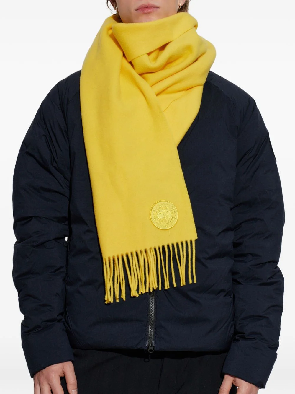 fringed wool-cashmere scarf - 1