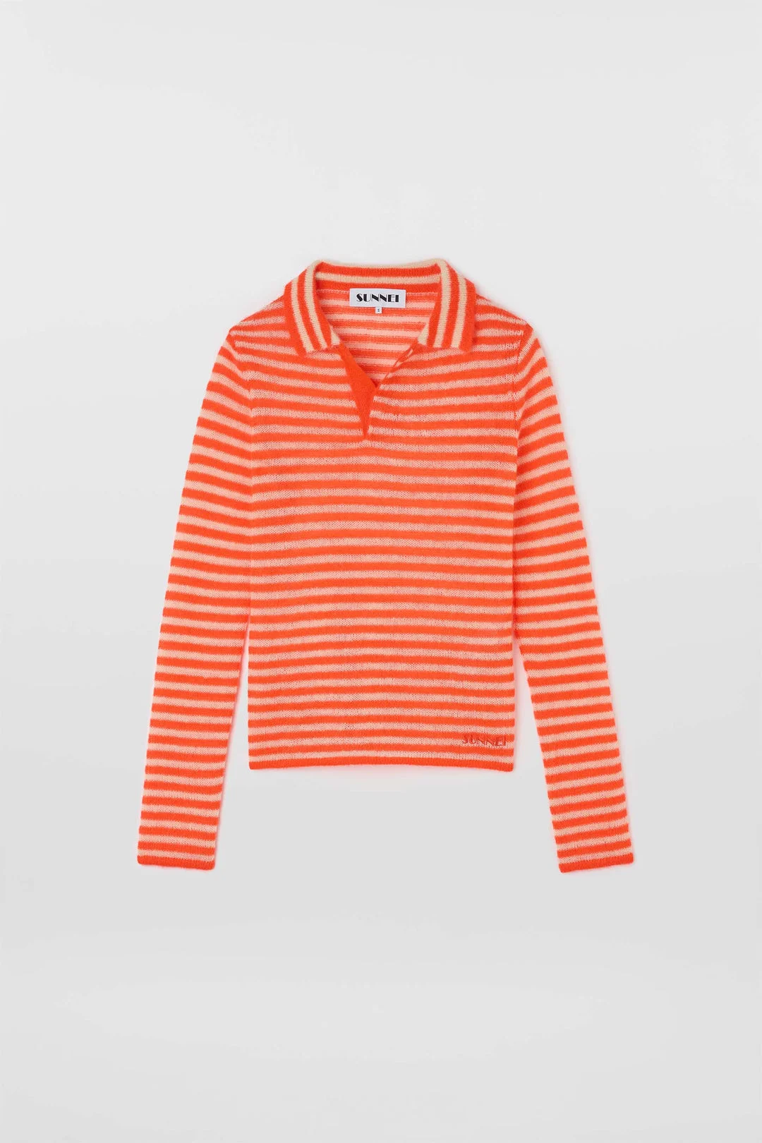 STRIPED MOHAIR POLO / off white & orange stripes - 1