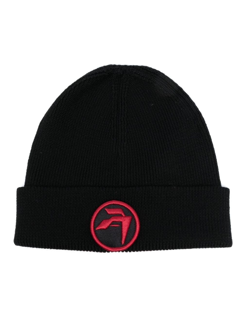 logo-patch wool beanie - 1