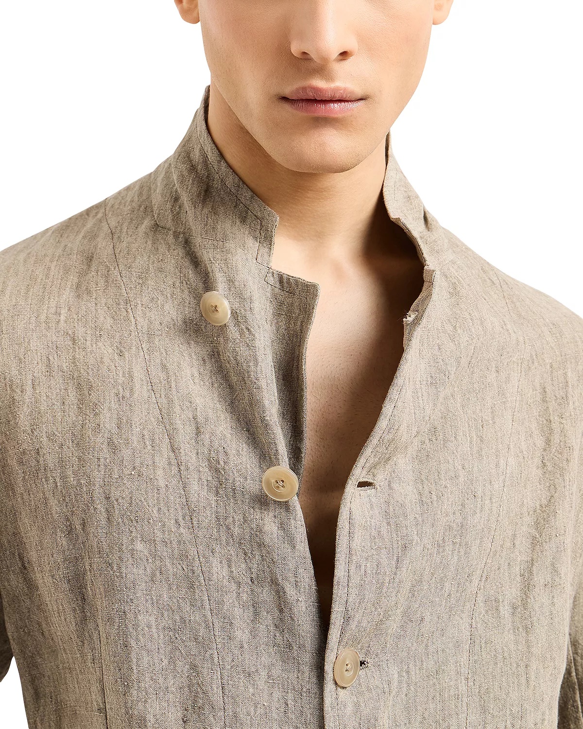 Regular Fit Asymmetric Linen Blazer - 5