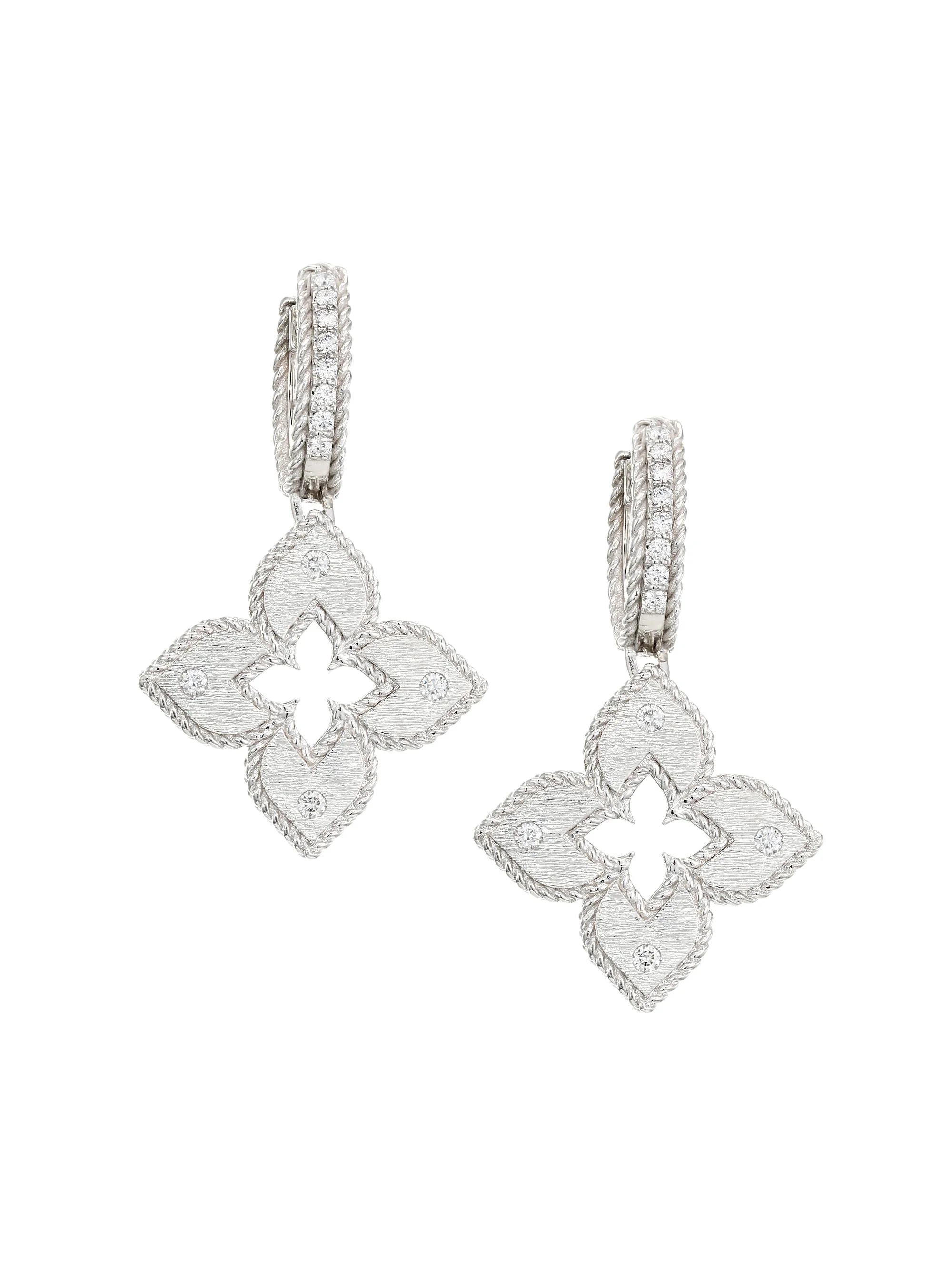 Women's Venetian Princess 18K White Gold & 0.23 TCW Diamond Huggie Drop Earrings - White Gold - 1