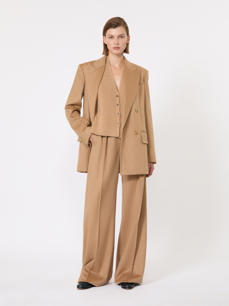 Max Mara OLIMPIA Double-breasted sable-look camel blazer outlook