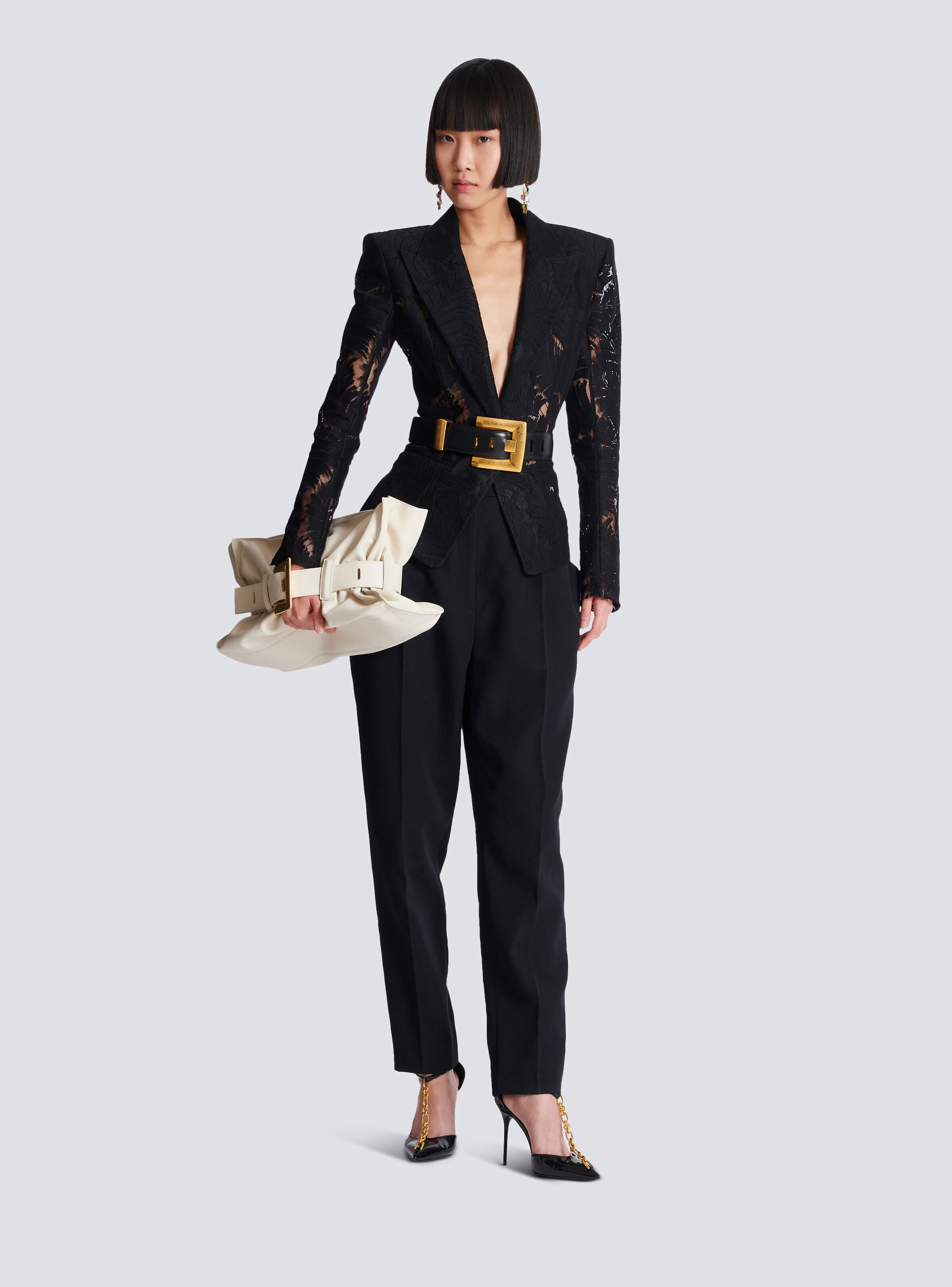 1-button fitted lace jacket - 2