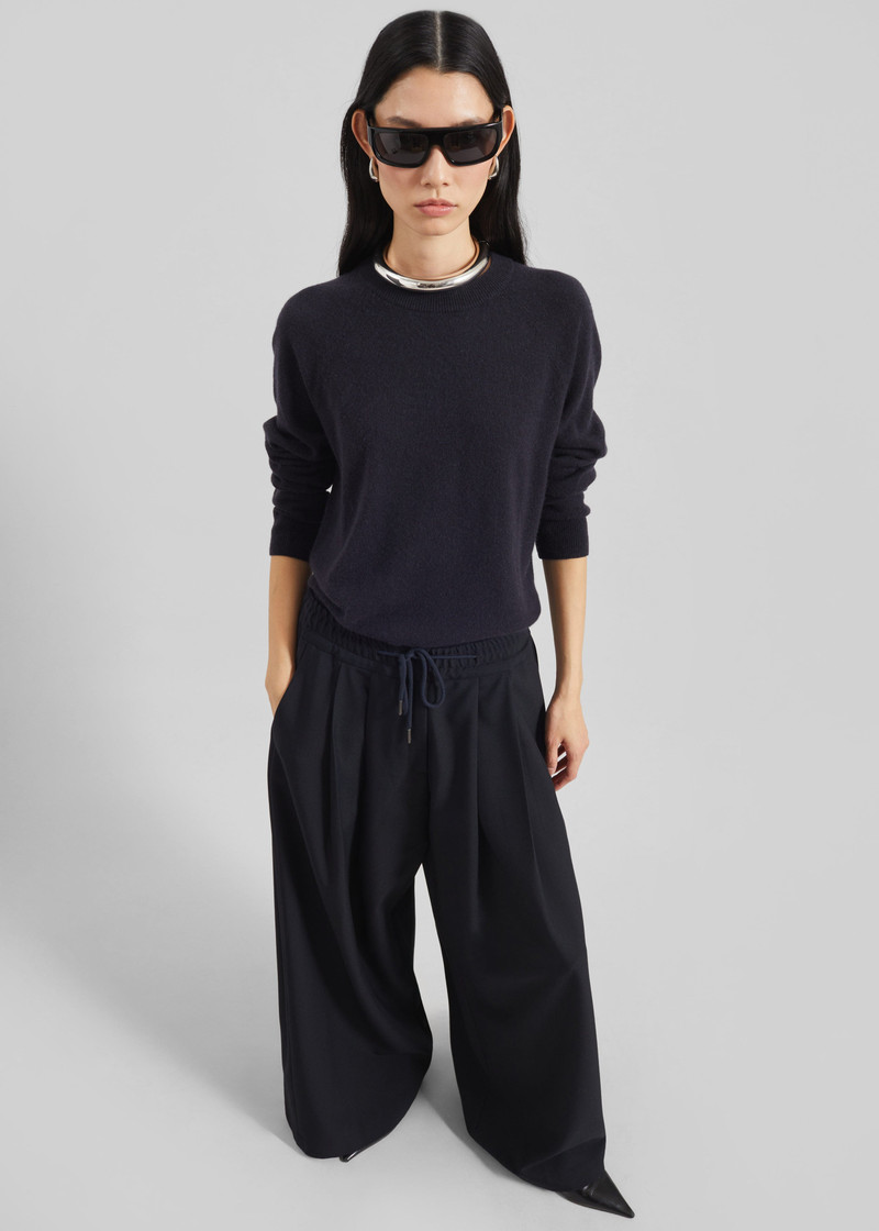 Corlen Pleated Wide Pants - Dark Navy 4