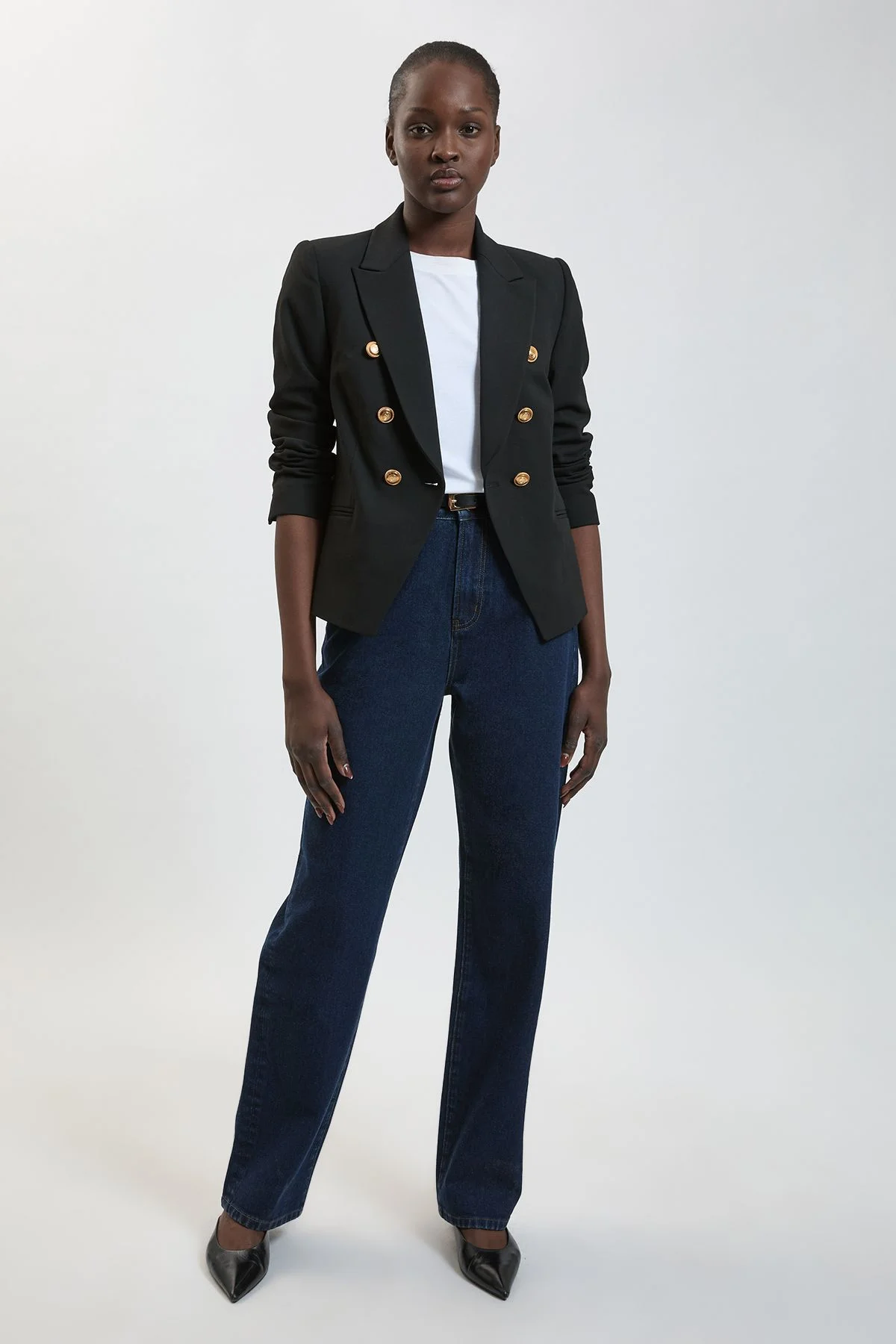Rigid Denim High Rise Straight Leg Jean - 1