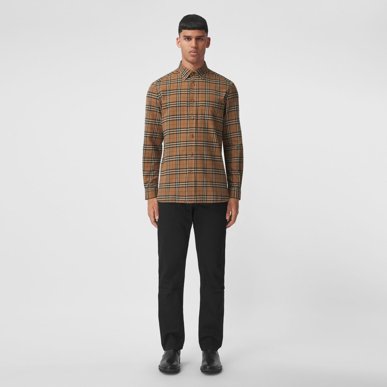 Button-down Check Cotton Flannel Shirt - 2