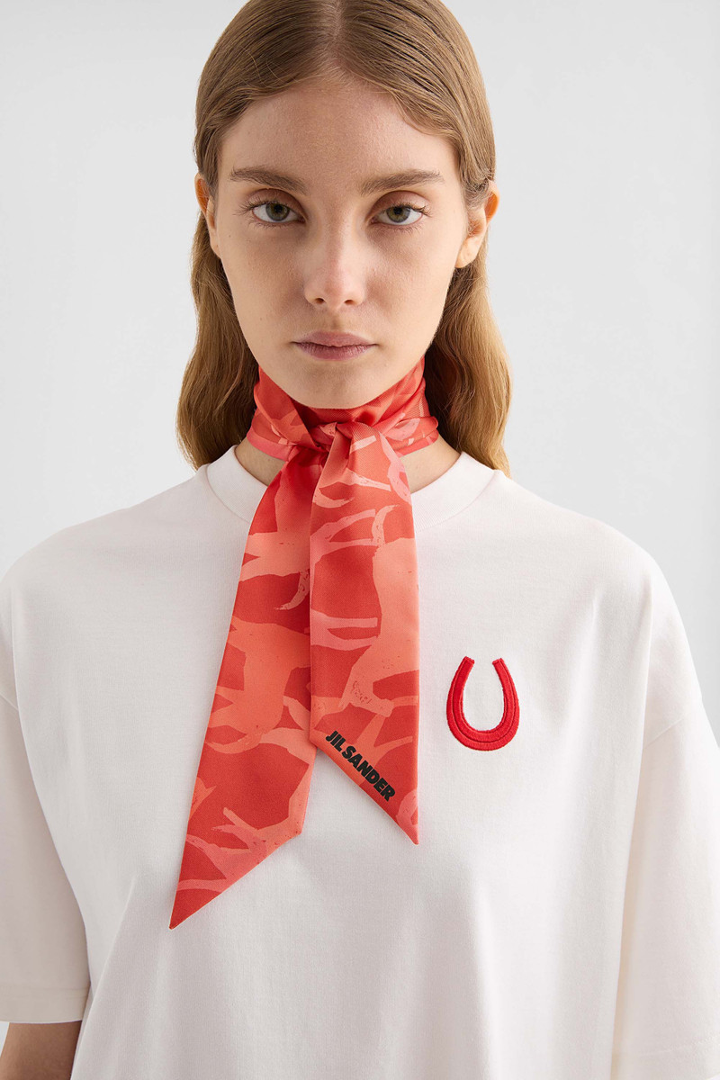 Jil Sander Horse Printed Silk Twilly outlook