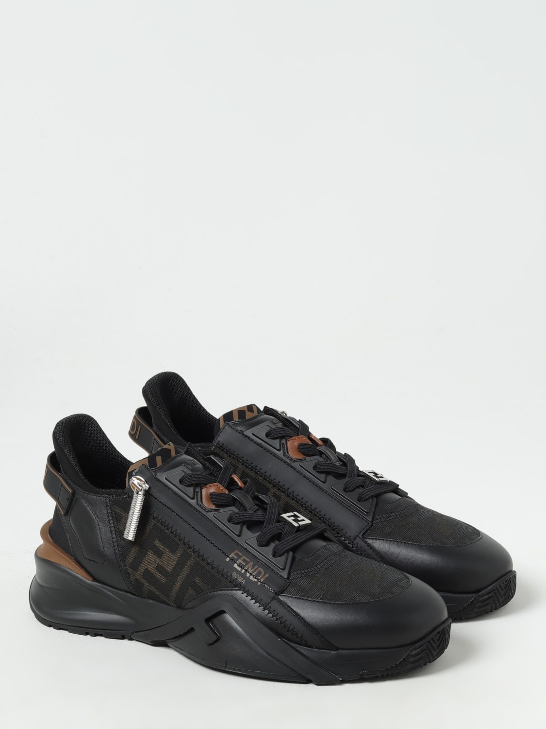 FendiFlow sneakers in leather and fabric with monogram - 2
